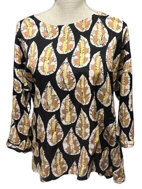 Masai Copenhagen Top Women S Black Abstract Leaf Lagenlook Tunic Dolman Sleeve